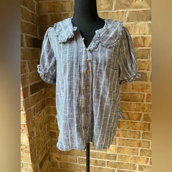 Anthropologie x Pilcro Blue and White Button-Down Shirt Bundle - Picture 2 of 15